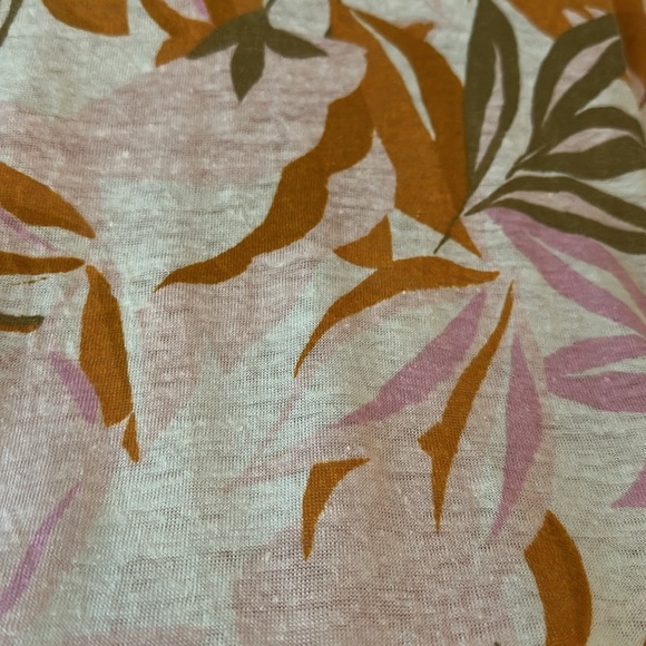 C&C CALIFORNIA | Linen Brown and Orange Cap Sleeve Relaxed Blouse - Picture 3 of 8